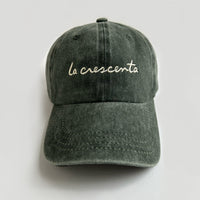 lettered vintage washed baseball cap with la crescenta on it