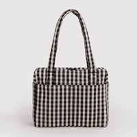 black and cream gingham small cloud carry on