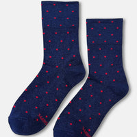le bon sneaker socks polka dot in ink blue and red