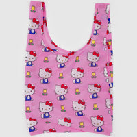 Pink reusable bag with Hello Kitty pattern baggu