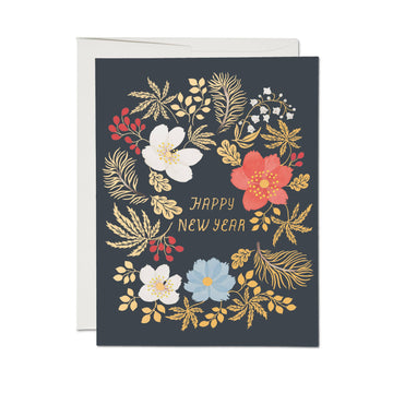 Happy New Year Wreath Card