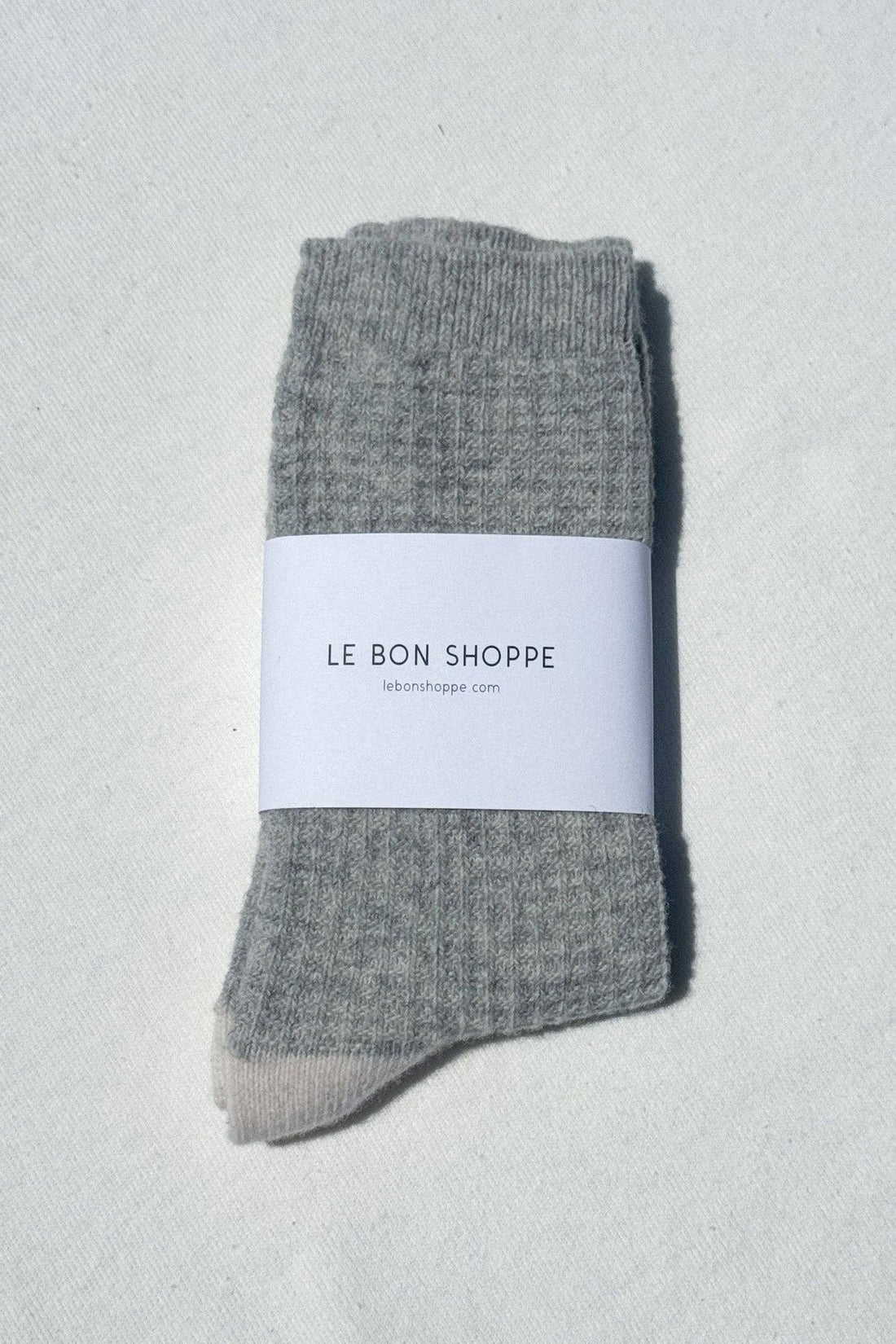 Wool Waffled Socks - Stone / Cream