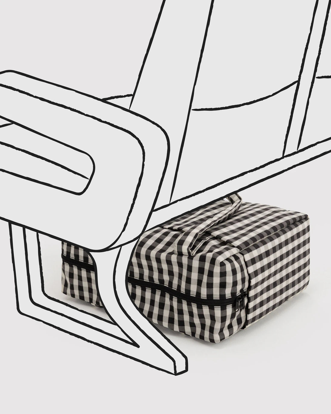 Small Cloud Carry-On Bag - Black and Cream GIngham