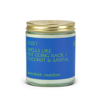 2025 themed candle with coconut and santal scent notes 