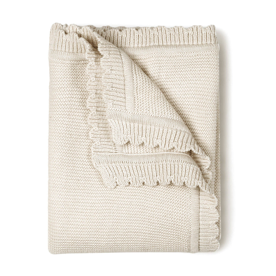 Organic Cotton Scalloped Baby Blanket - Vanilla Natural