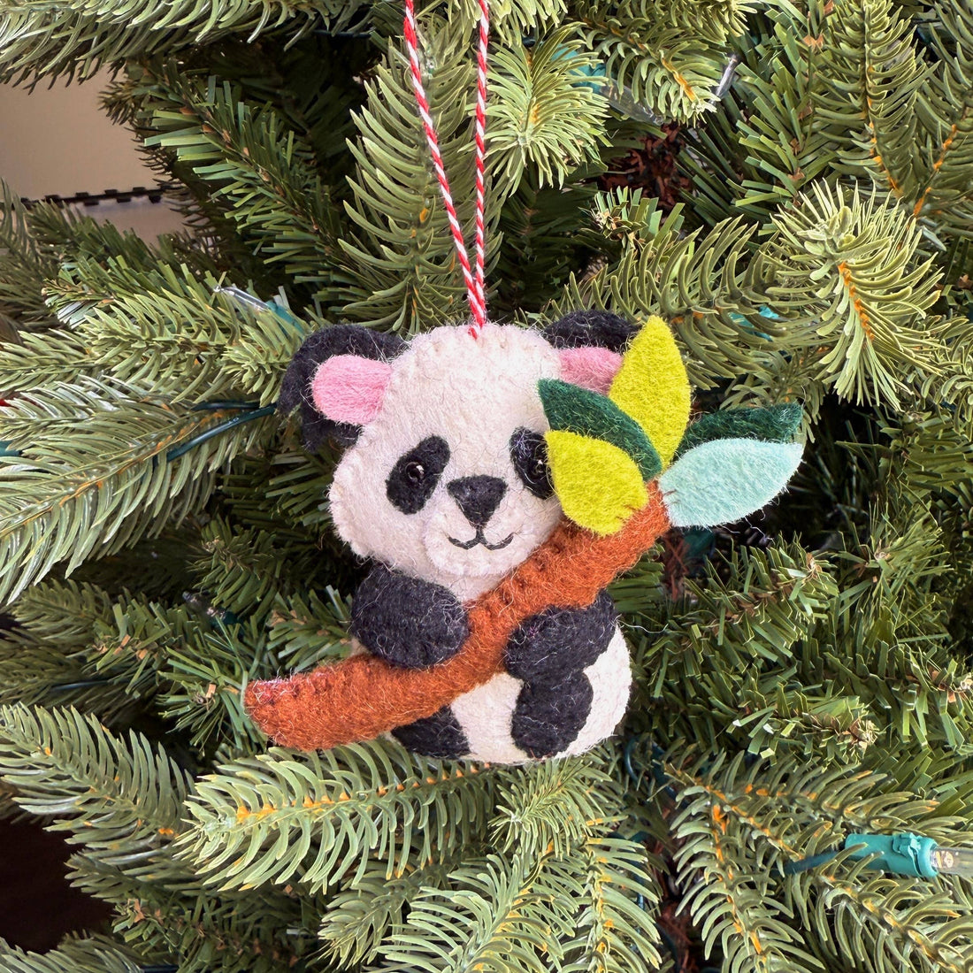 Panda with Bamboo Felt Wool Ornament