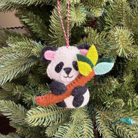 Panda with Bamboo Felt Wool Ornament