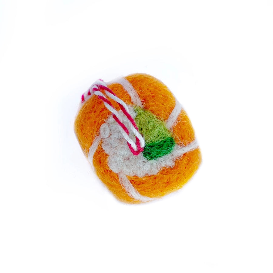 Sushi Felt Wool Ornament  - Salmon Roll