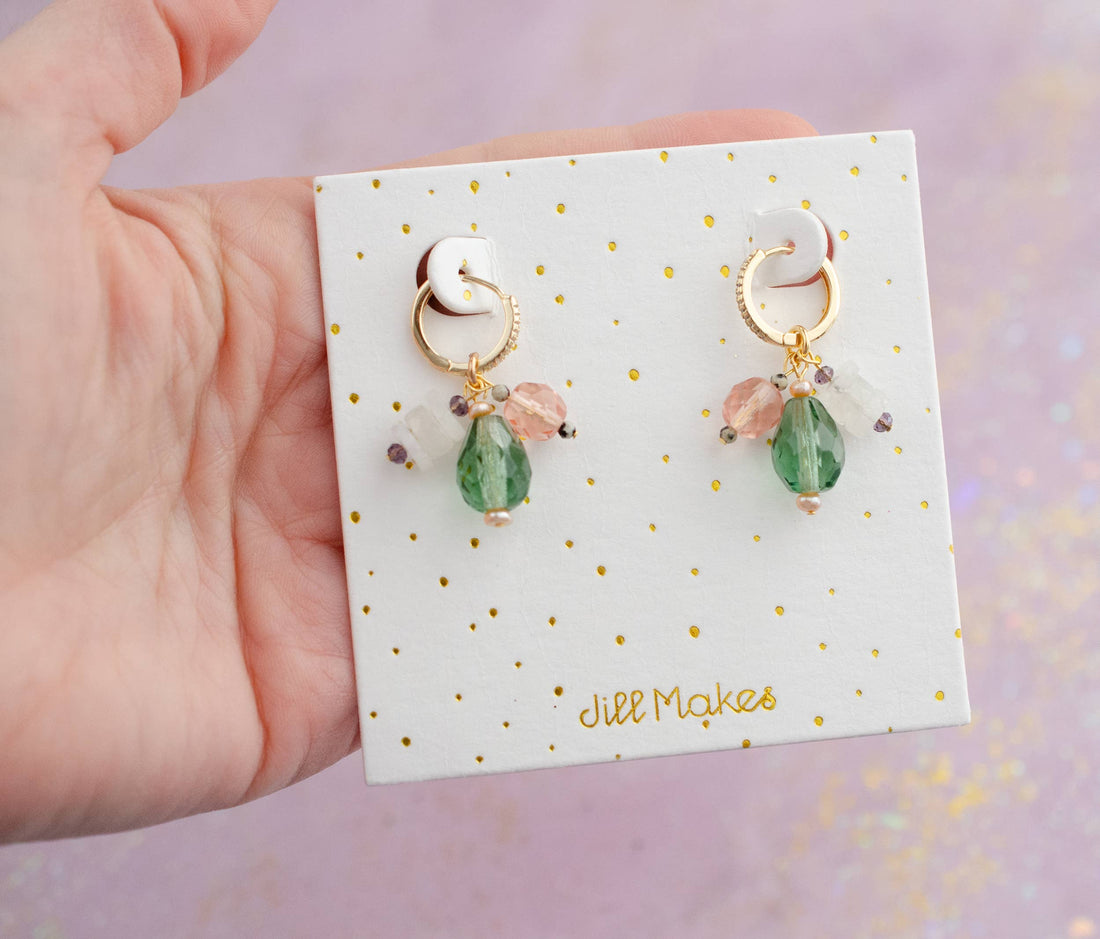 Green & Pink Moonstone Earrings