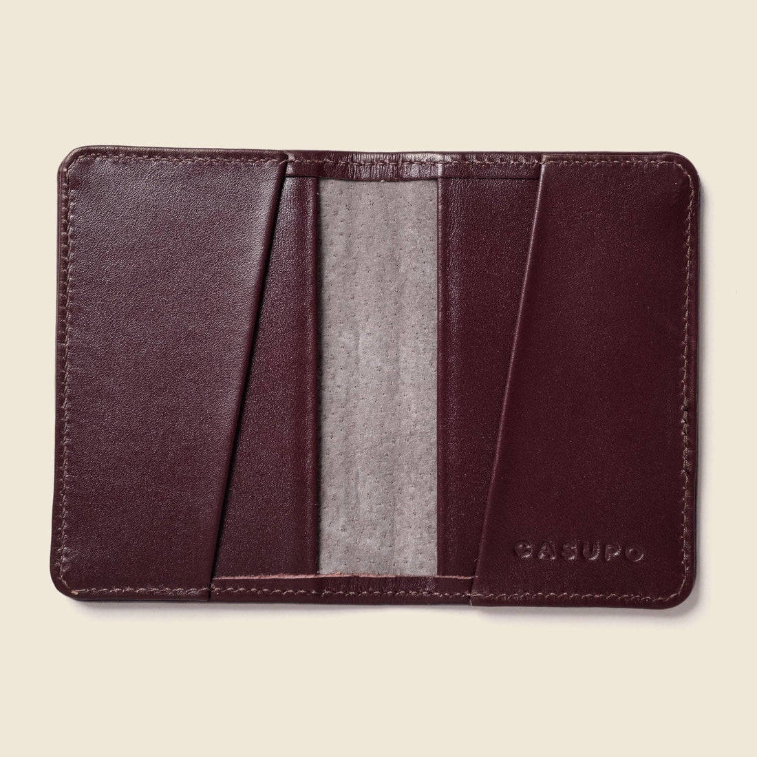 RFID Leather Bifold Wallet - Burgundy