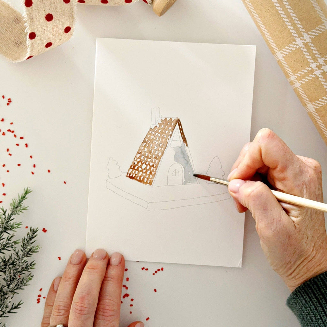 Paintable Notecards - Gingerbread