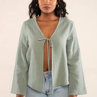 Melrose Tie Blouse - Sage