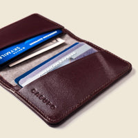 RFID Leather Bifold Wallet - Burgundy