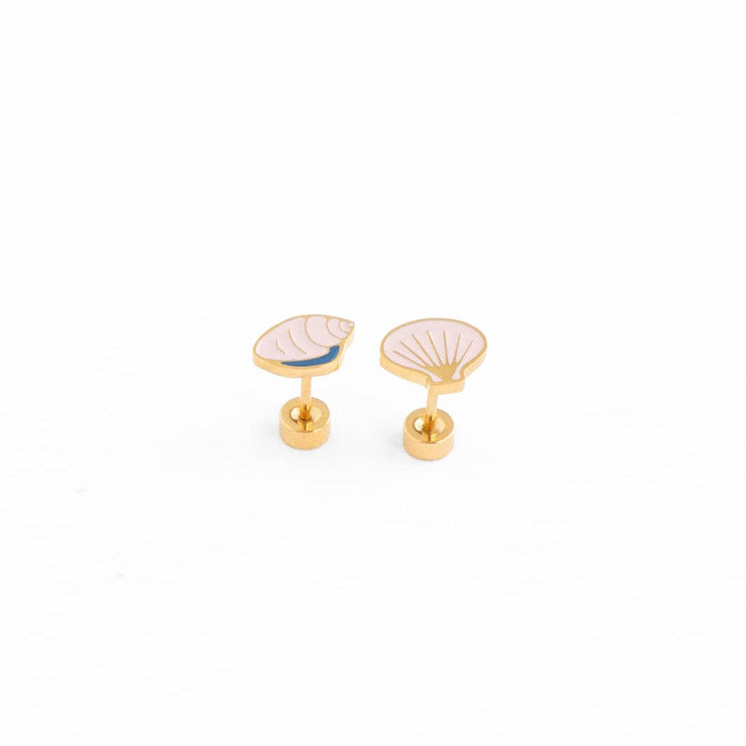 Pip Pop Post Earrings - Shell