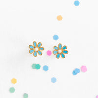 Pip Pop Post Earrings - Blue Daisy