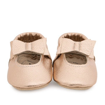 Rose Gold Bow Baby Moccasins