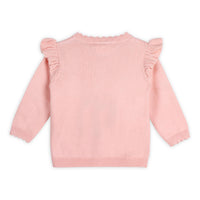 Floral Embroidered Pointelle Knit Baby Cardigan