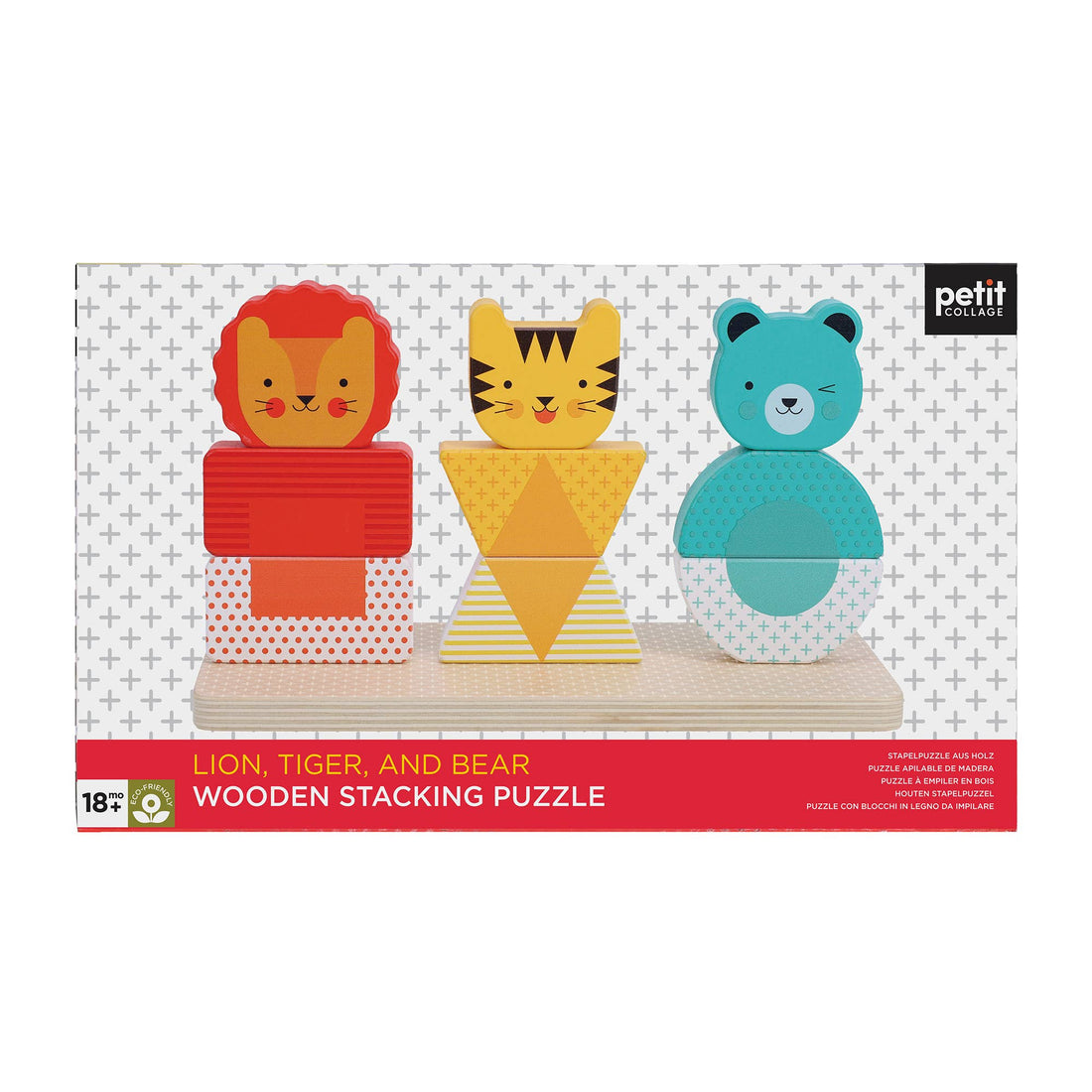 Lion, Tiger, Bear Wooden Stacking Puzzle