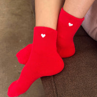 Embroidered Cloud Socks - Red + Heart