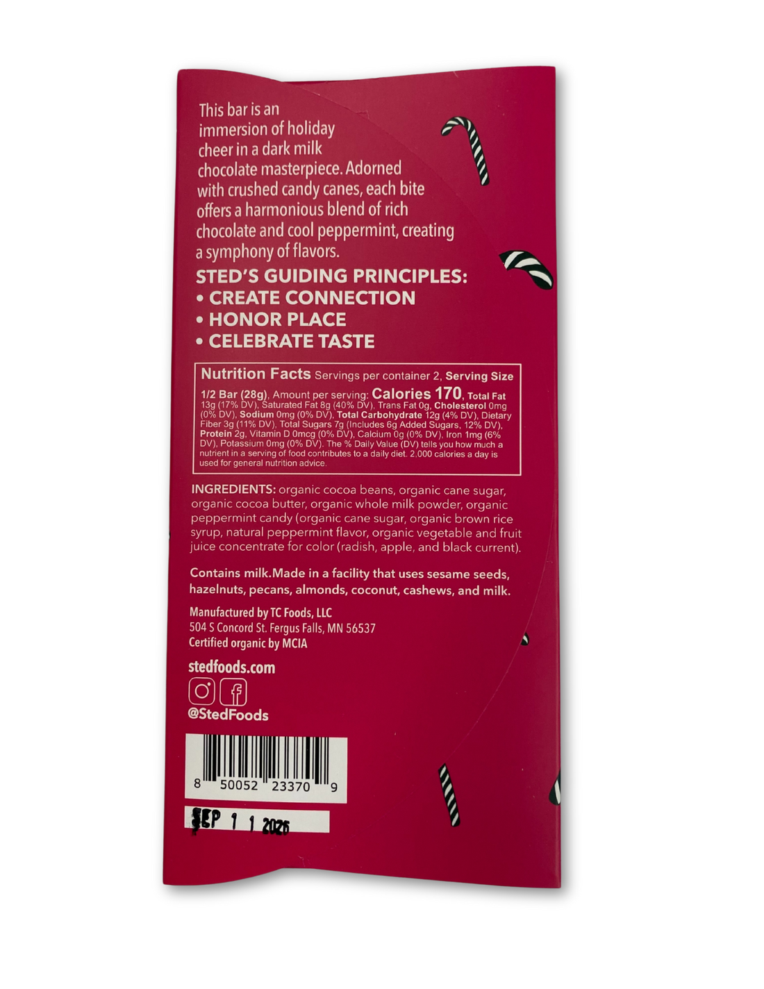 Peppermint Candy Cane Chocolate Bar