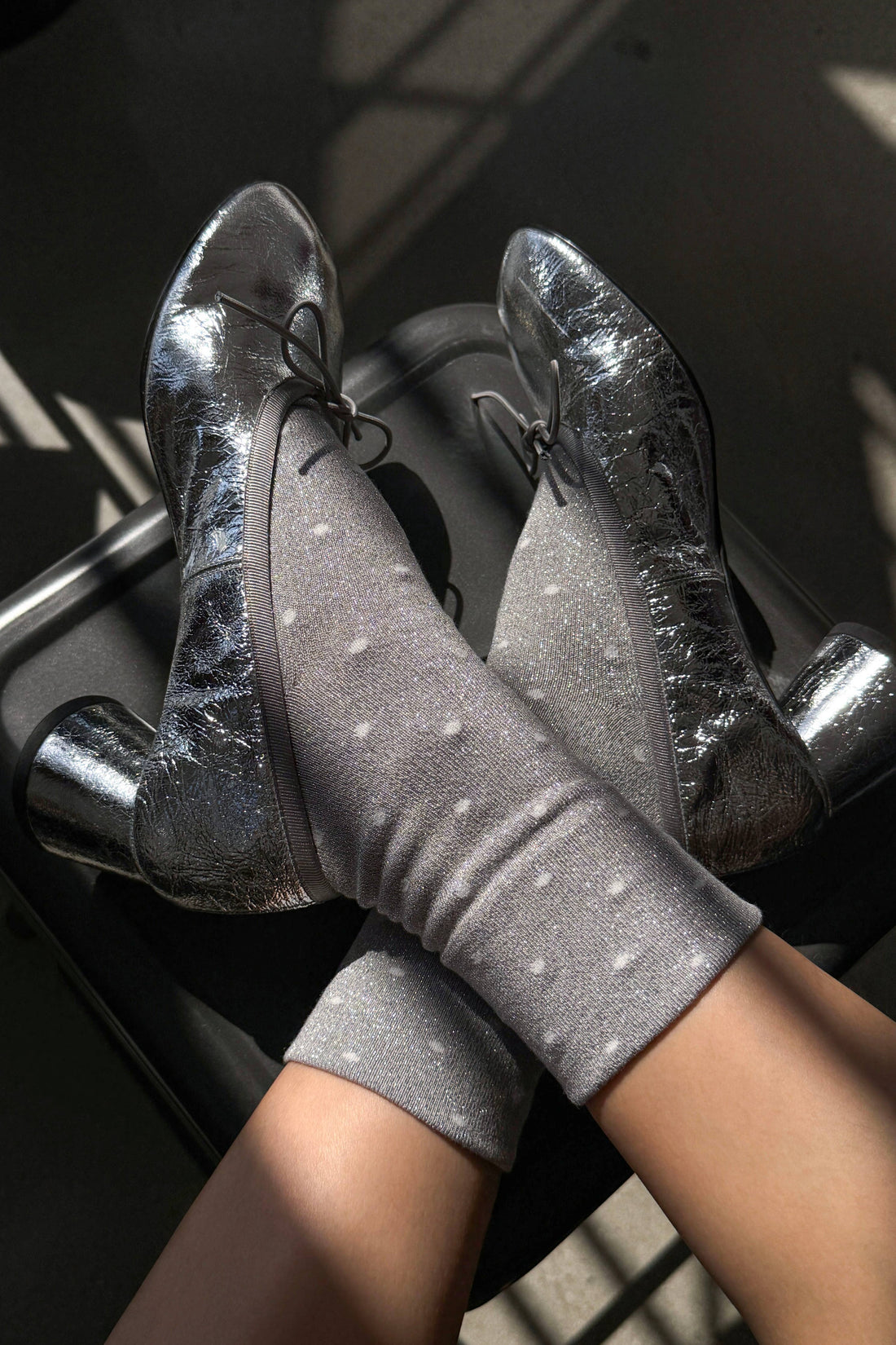 Sneaker Socks Polka Dot - Silver/White