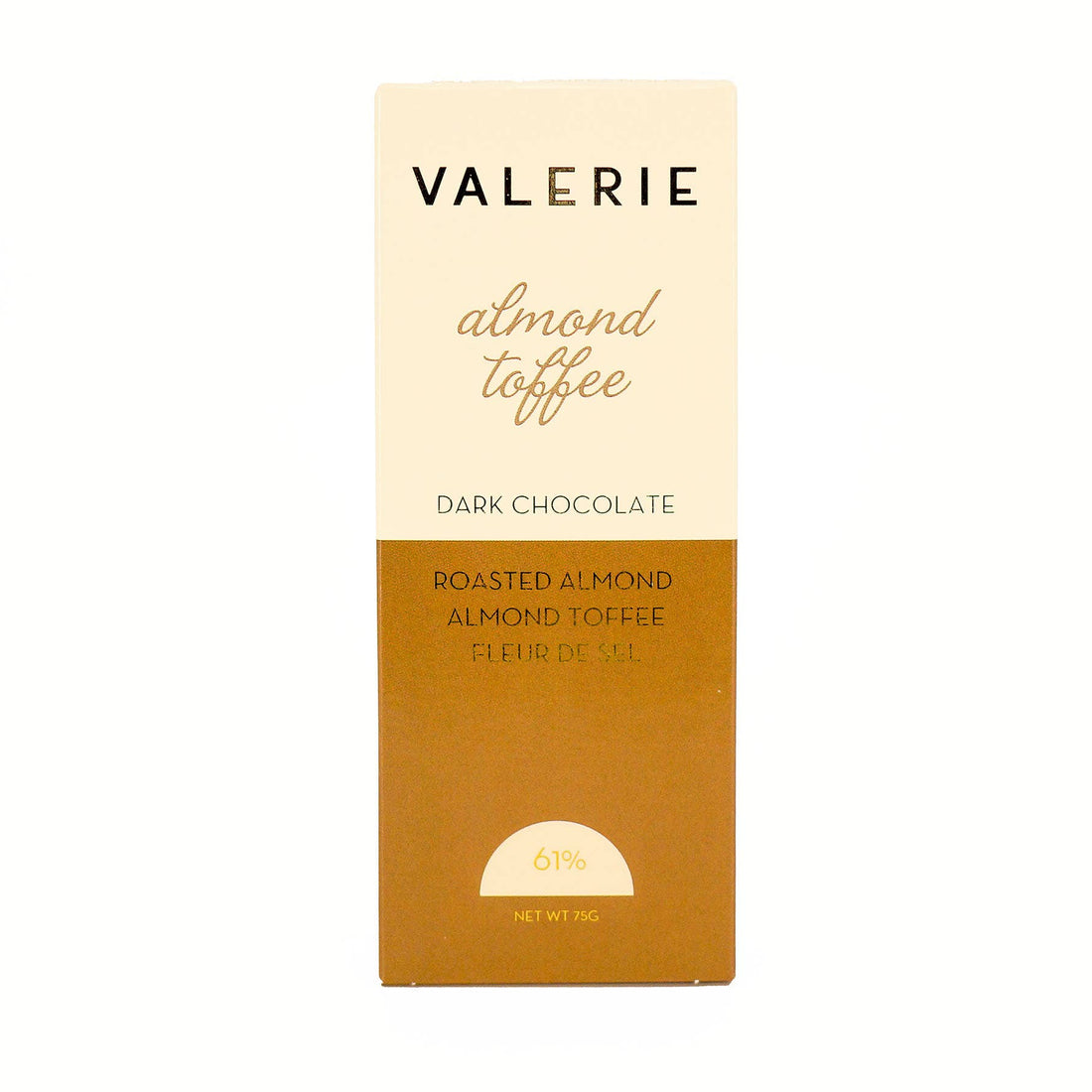 61% dark chocolate almond toffee bar 
