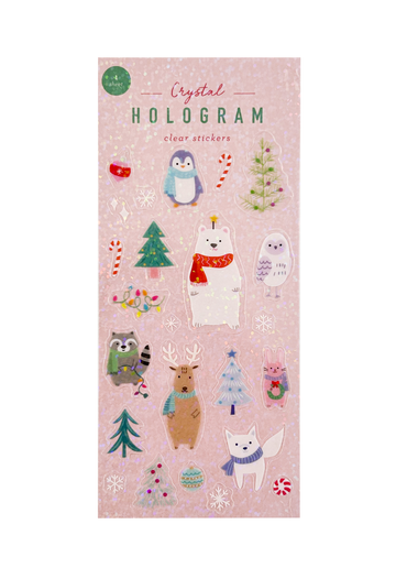 Holiday Animals Hologram Clear Stickers
