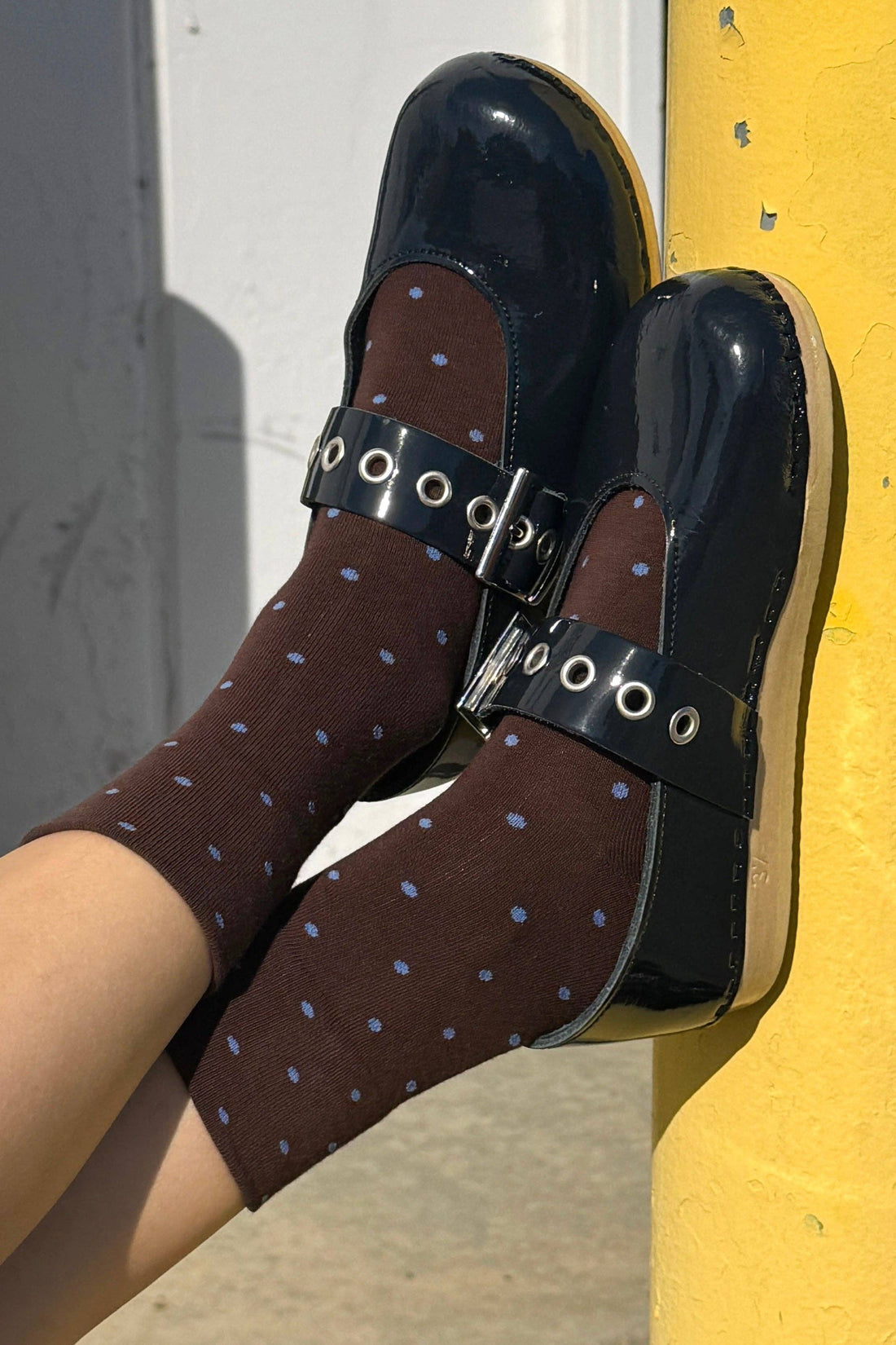 Sneaker Socks - Polka Dot Cacao/Blue