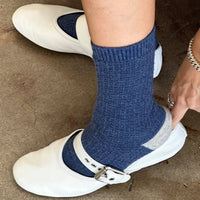 Wool Waffled Socks - Denim / Stone
