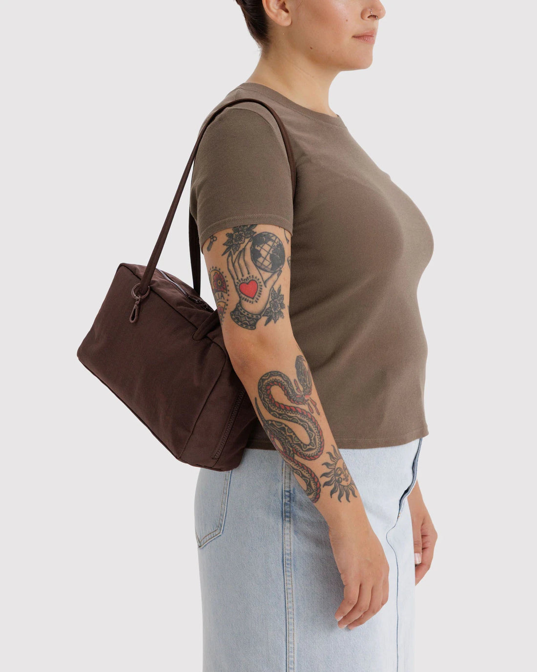 Nylon Bowler Bag - Coffee