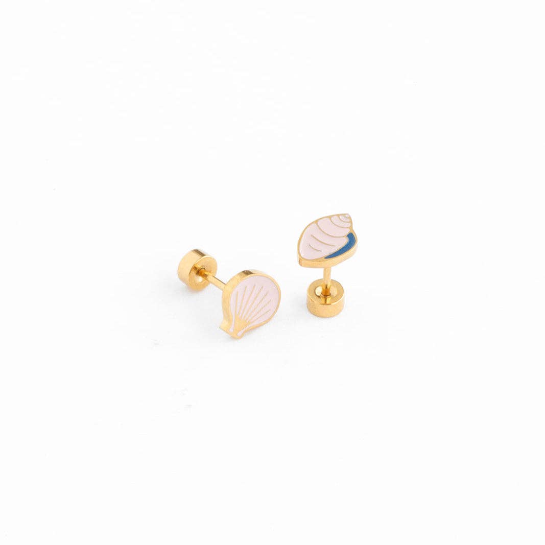 Pip Pop Post Earrings - Shell
