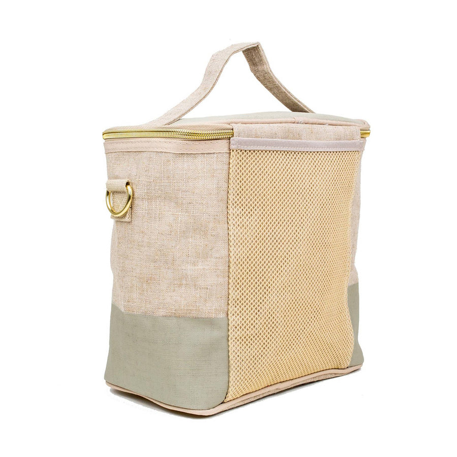 Linen Lunch Poche - Cement Colour Block