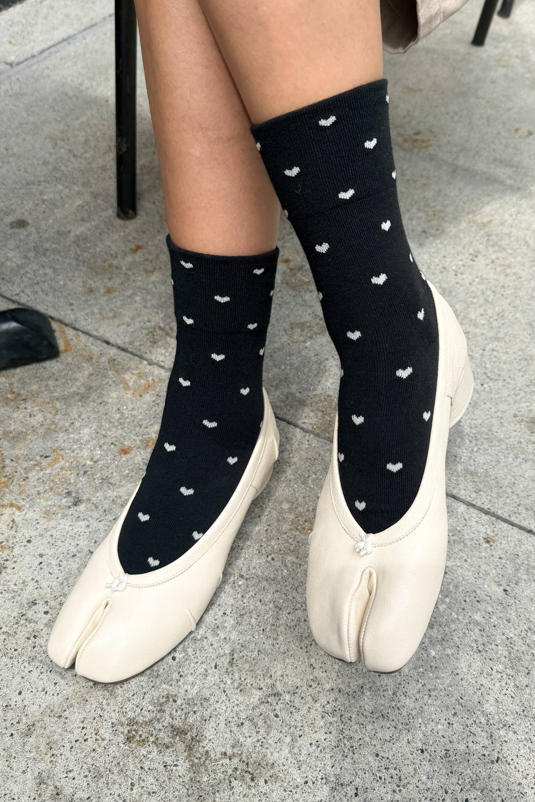 Sneaker Socks - Heart - Black / Cream