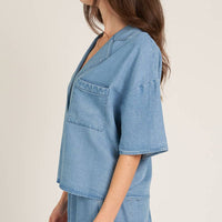 Short Sleeve Tencel Button Down Shirt