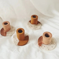 Two Toned Speckled Taper Candle Holder