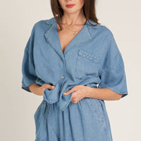 Short Sleeve Tencel Button Down Shirt