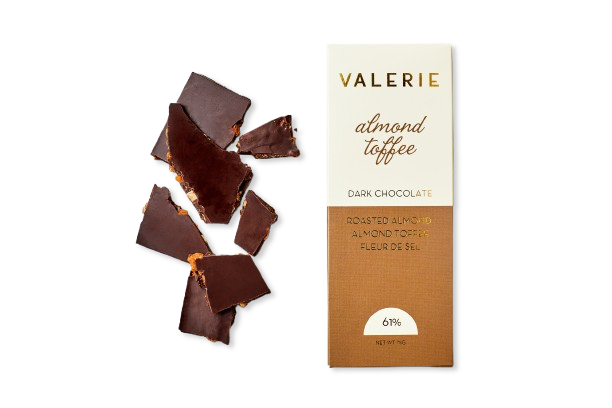 61% Dark Chocolate Bar with Almond Toffee