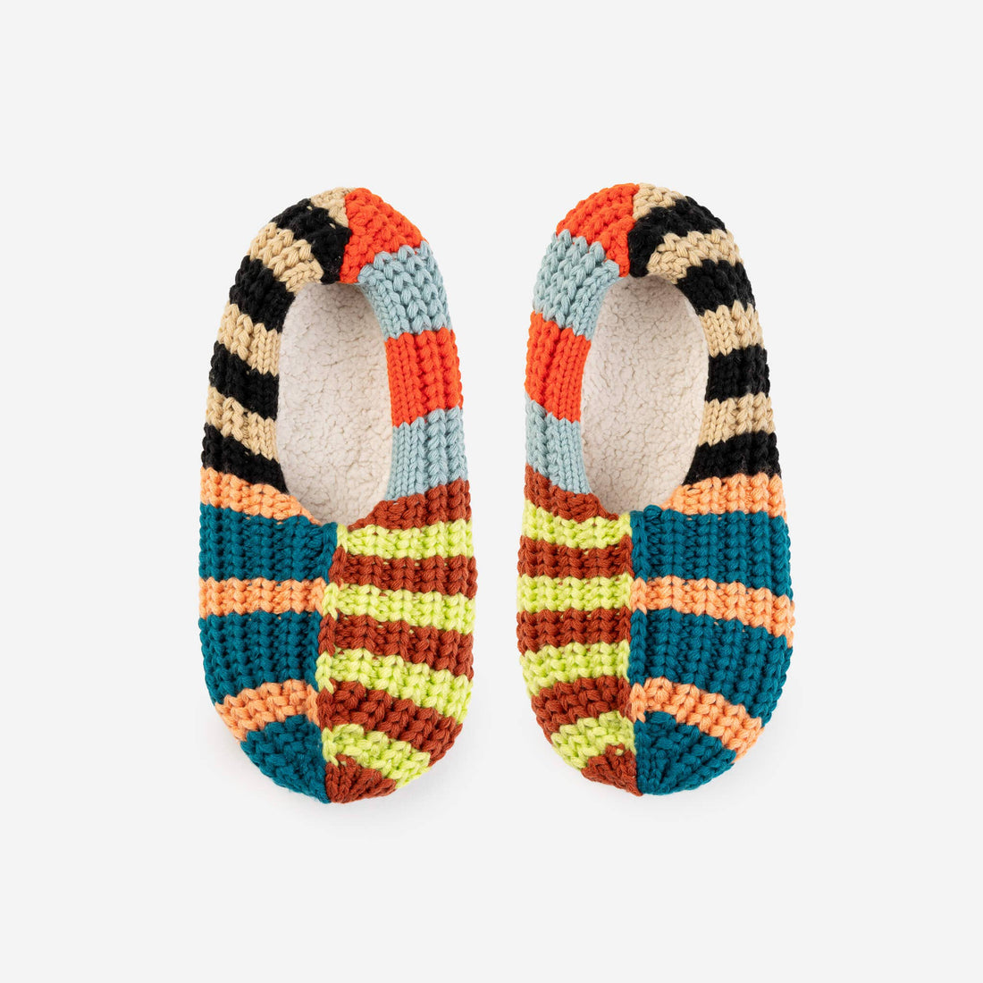 Patchwork Stripe Rib Slippers - Sport