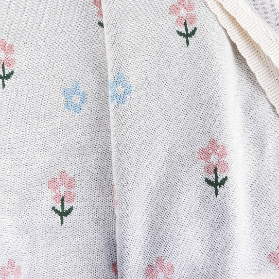 Organic Knit Baby Blanket - Sweet Floral