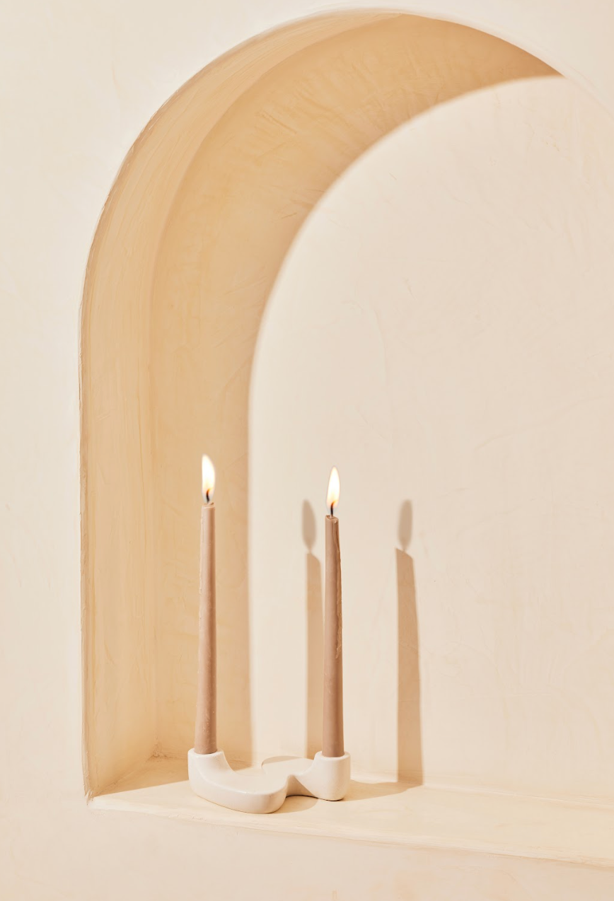 "S" Style Nordic Concrete Candle Holder - Brown