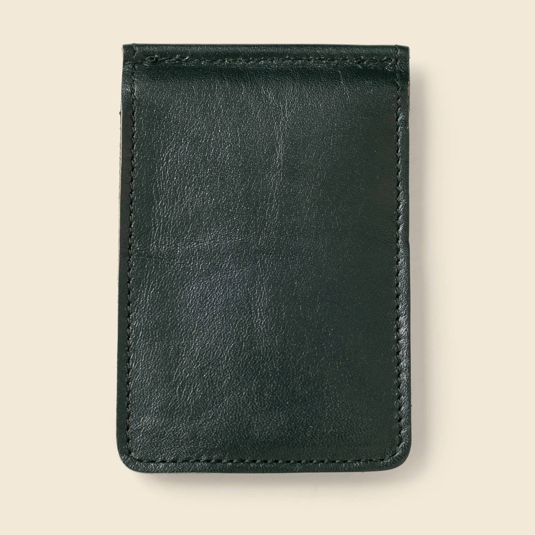 RFID Leather Money Clip Wallet - Olive Green