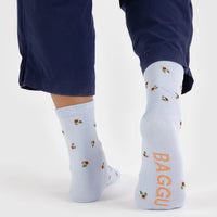 Crew Sock - Blue Rosette