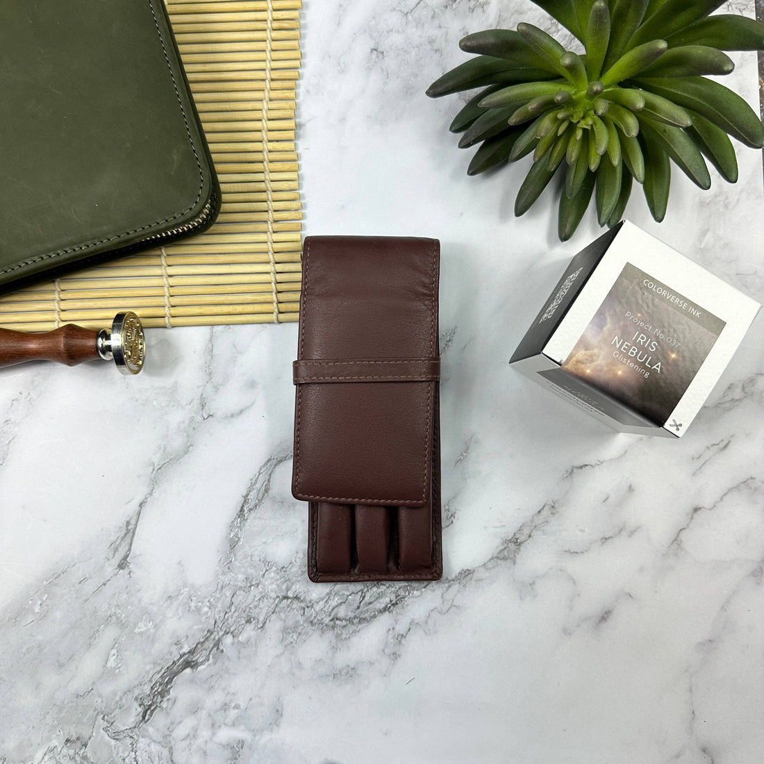 3 Pen Case - Antique Brown