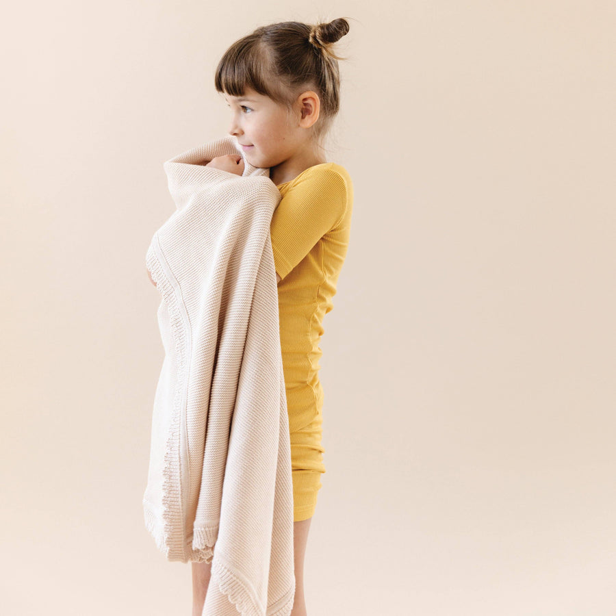 Organic Cotton Scalloped Baby Blanket - Nora Shell