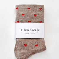 Sneaker Socks - Heart - Latte / Red