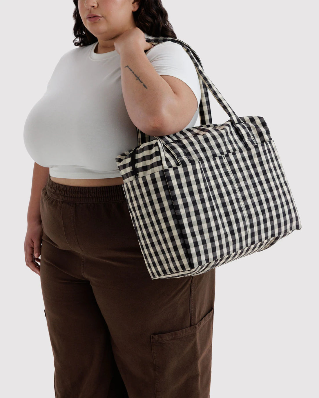Small Cloud Carry-On Bag - Black and Cream GIngham