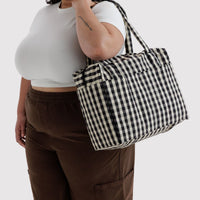 Small Cloud Carry-On Bag - Black and Cream GIngham