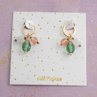 Green & Pink Moonstone Earrings