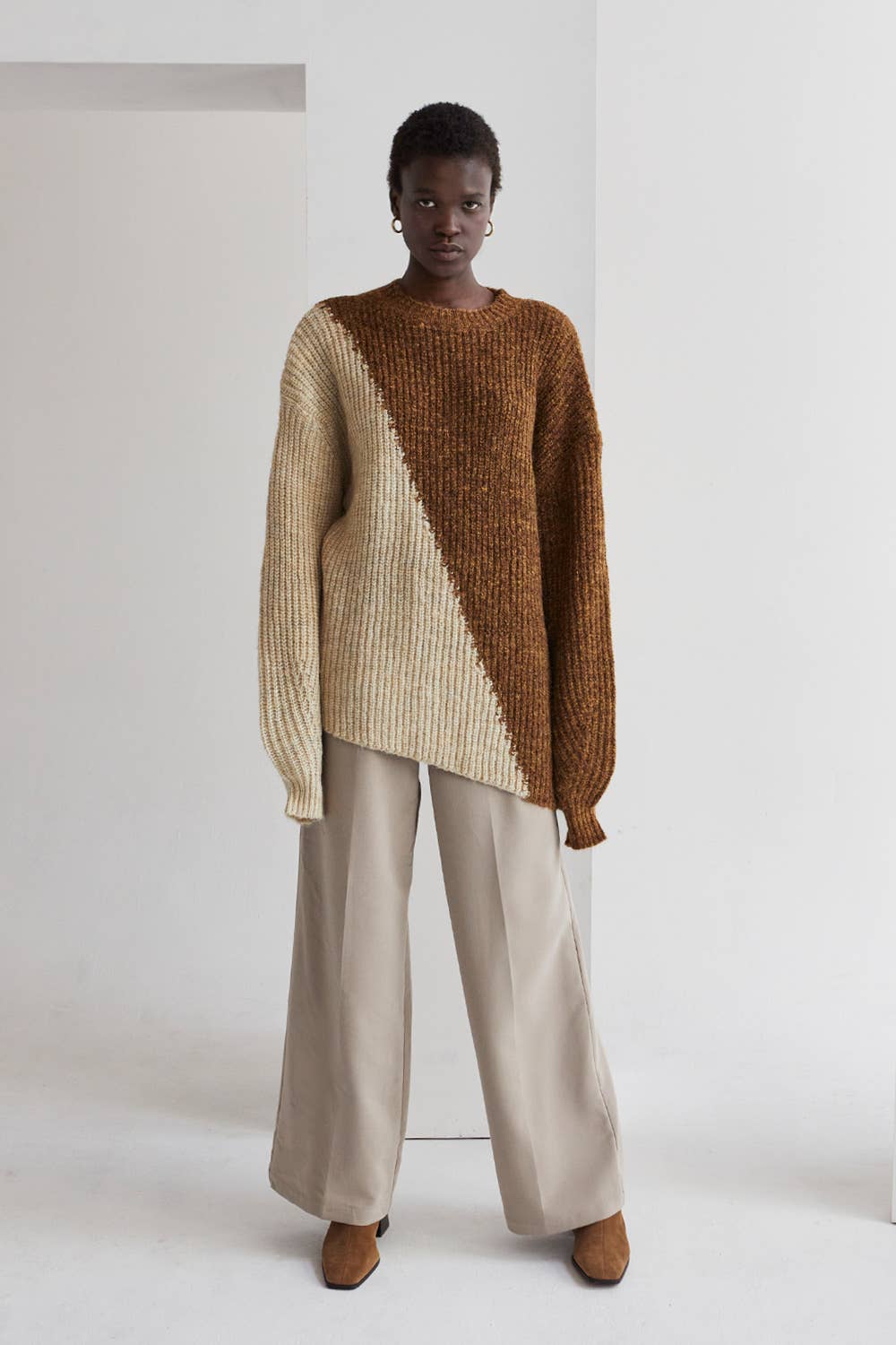 Reese Color Block Asymmetric Sweater