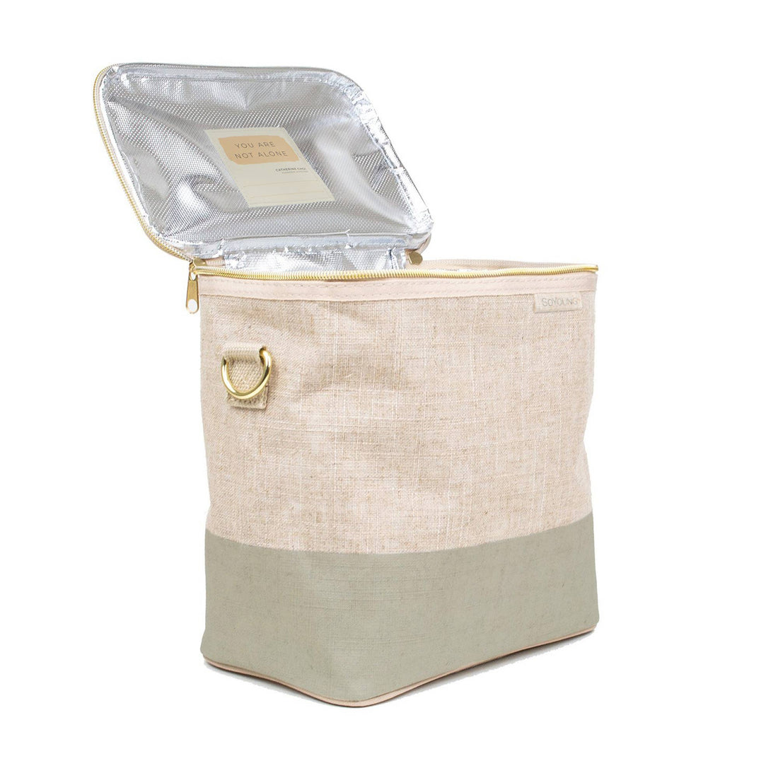 Linen Lunch Poche - Cement Colour Block